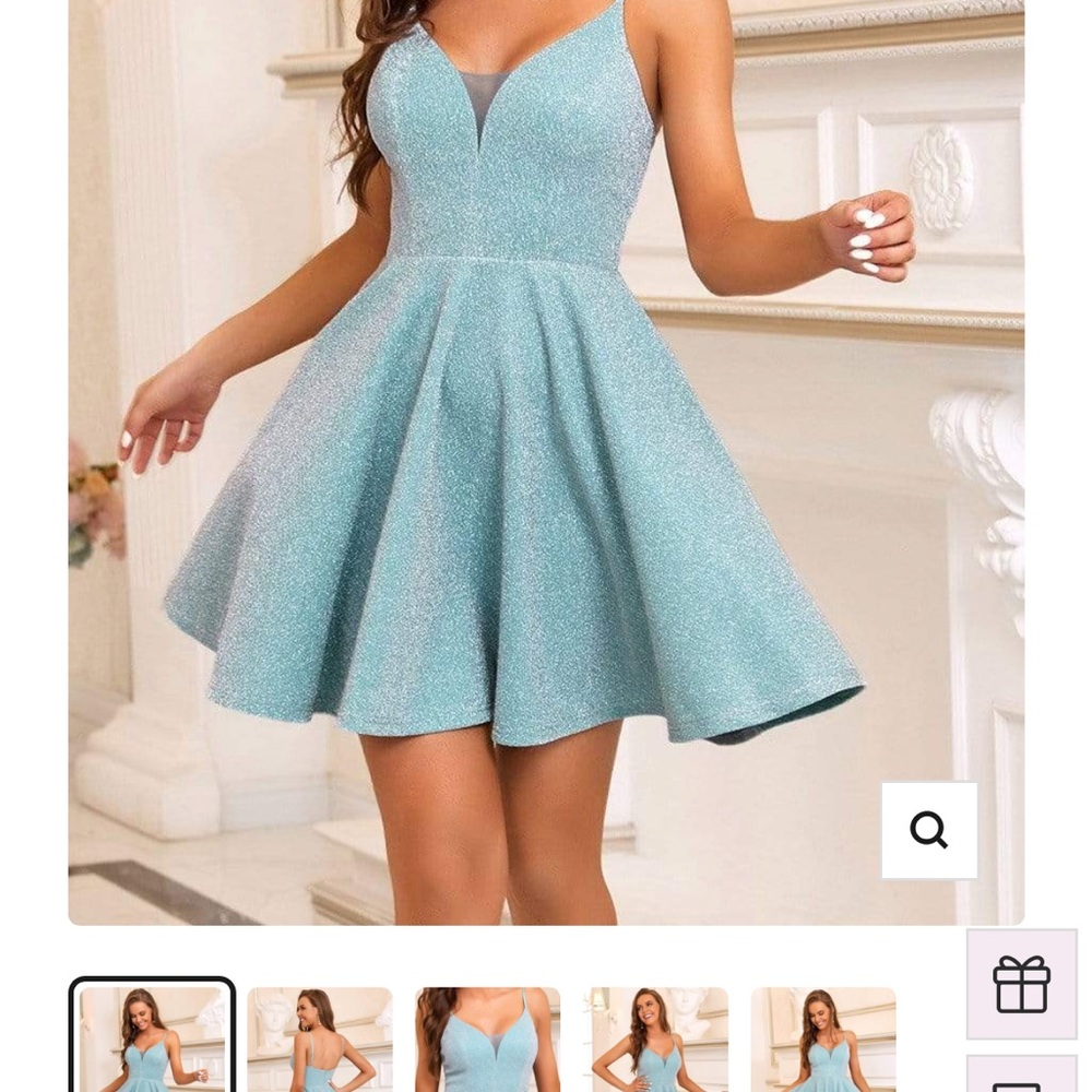 Shiny Deep v neck prom dress.